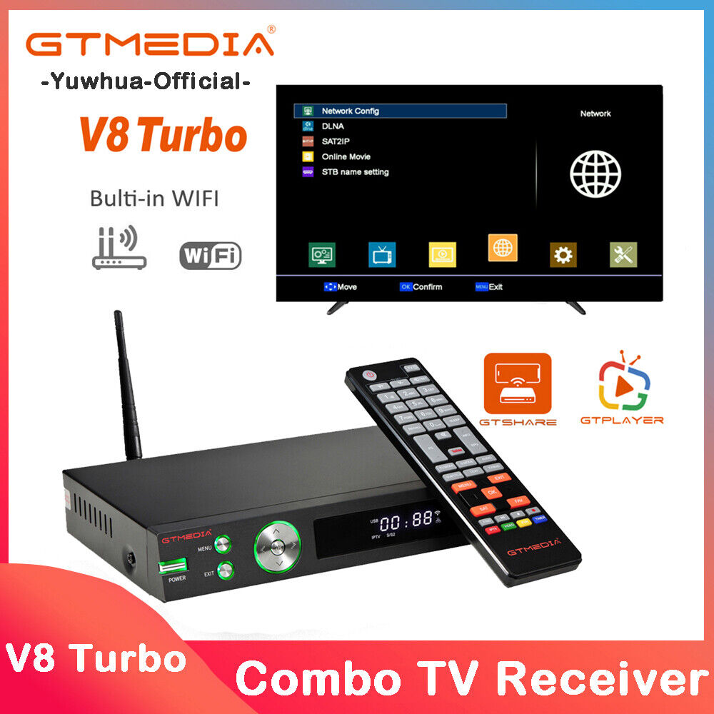 Digital Satellite Receiver FTA DVB-S/S2/S2X/T2/C Combo TV Box Wifi FHD PVR H.265