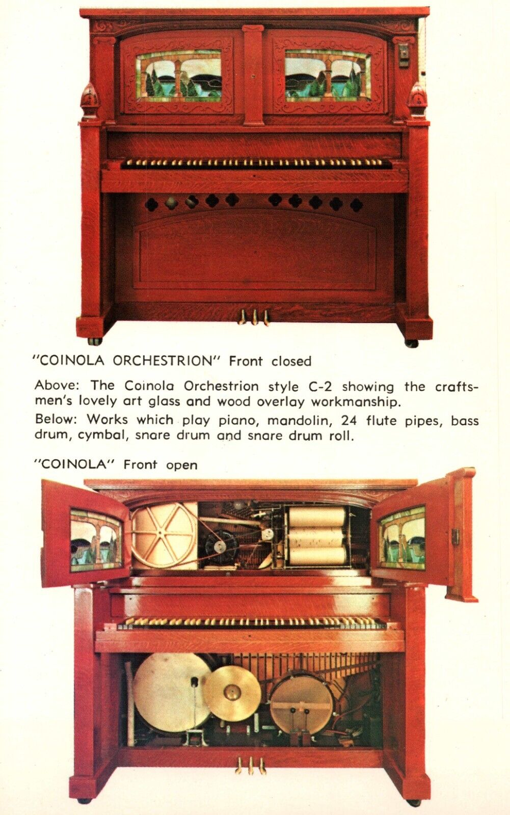 Coinola Orchestrion Style C-2 St Louis Missouri Vintage Melody Museum Postcard