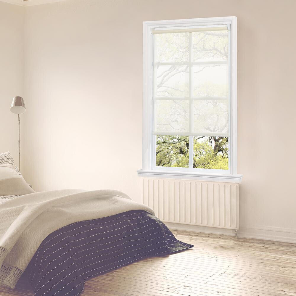 34 in. W x 64 in L Cordless Light Filtering Spring Roller Shades Ivory CTWNA3464
