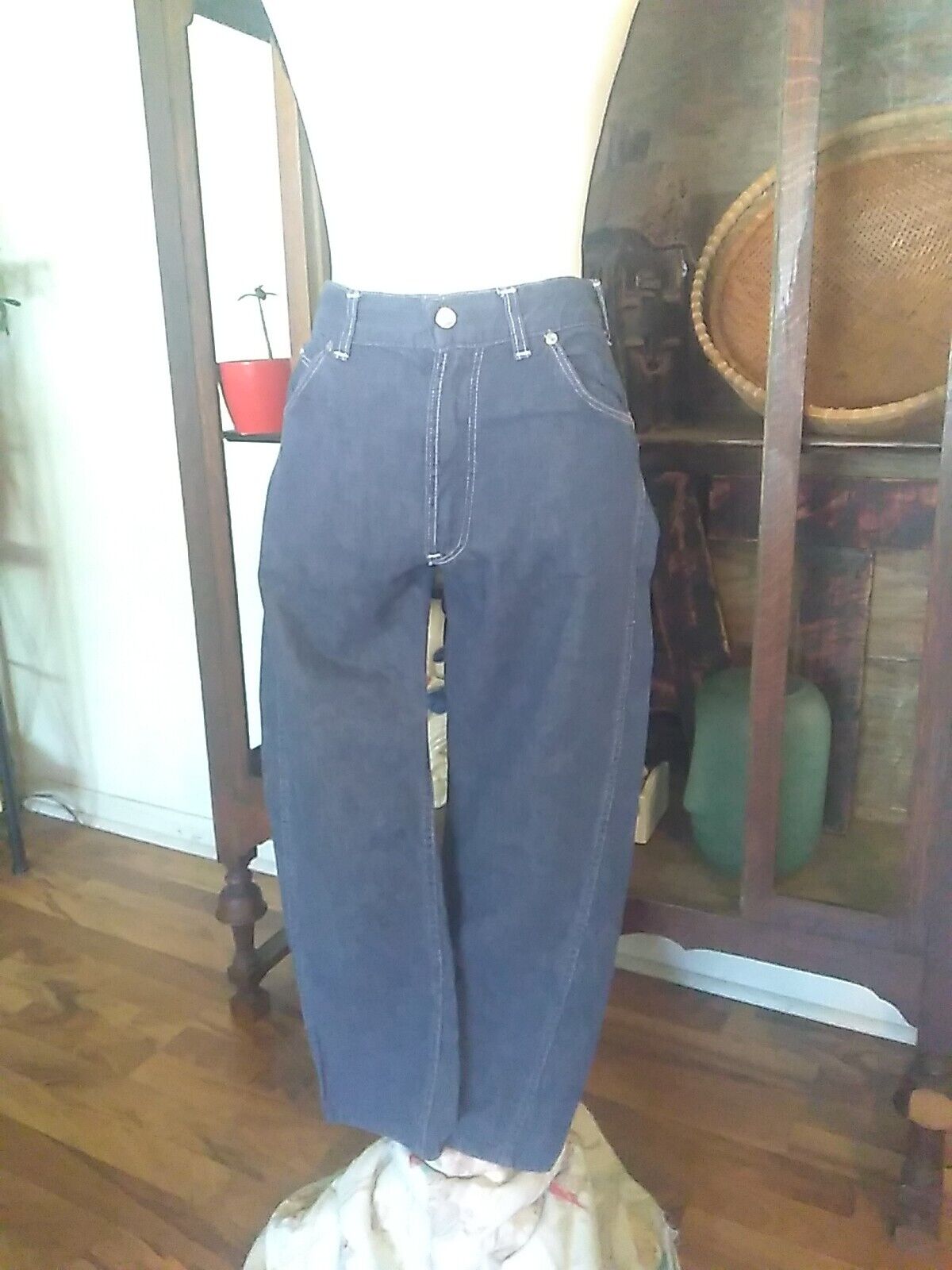 Vtg 1950s Circle S Denim Jeans Sears & Roebuck Size 14 Rockabilly Flood Pants