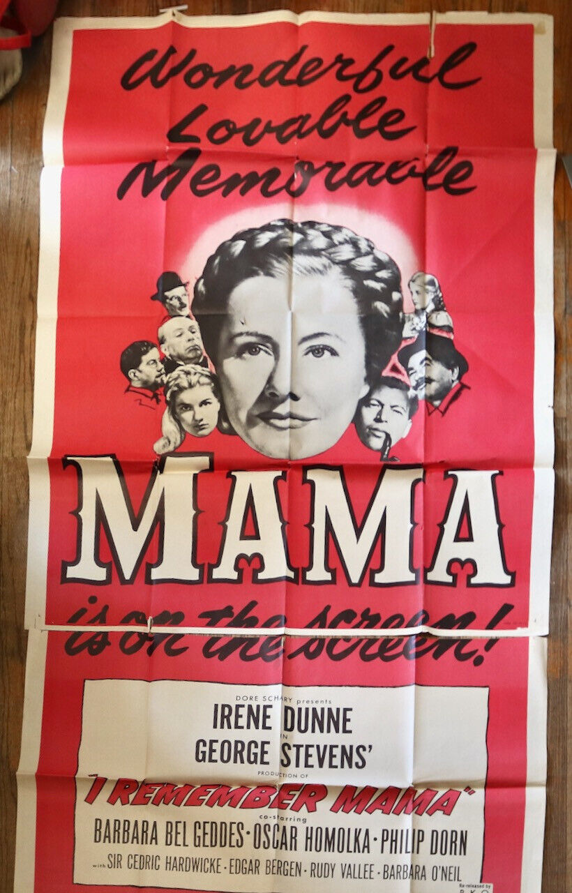I Remember Mama 1955 RKO HUGE three sheet theater poster  Irene Dunne