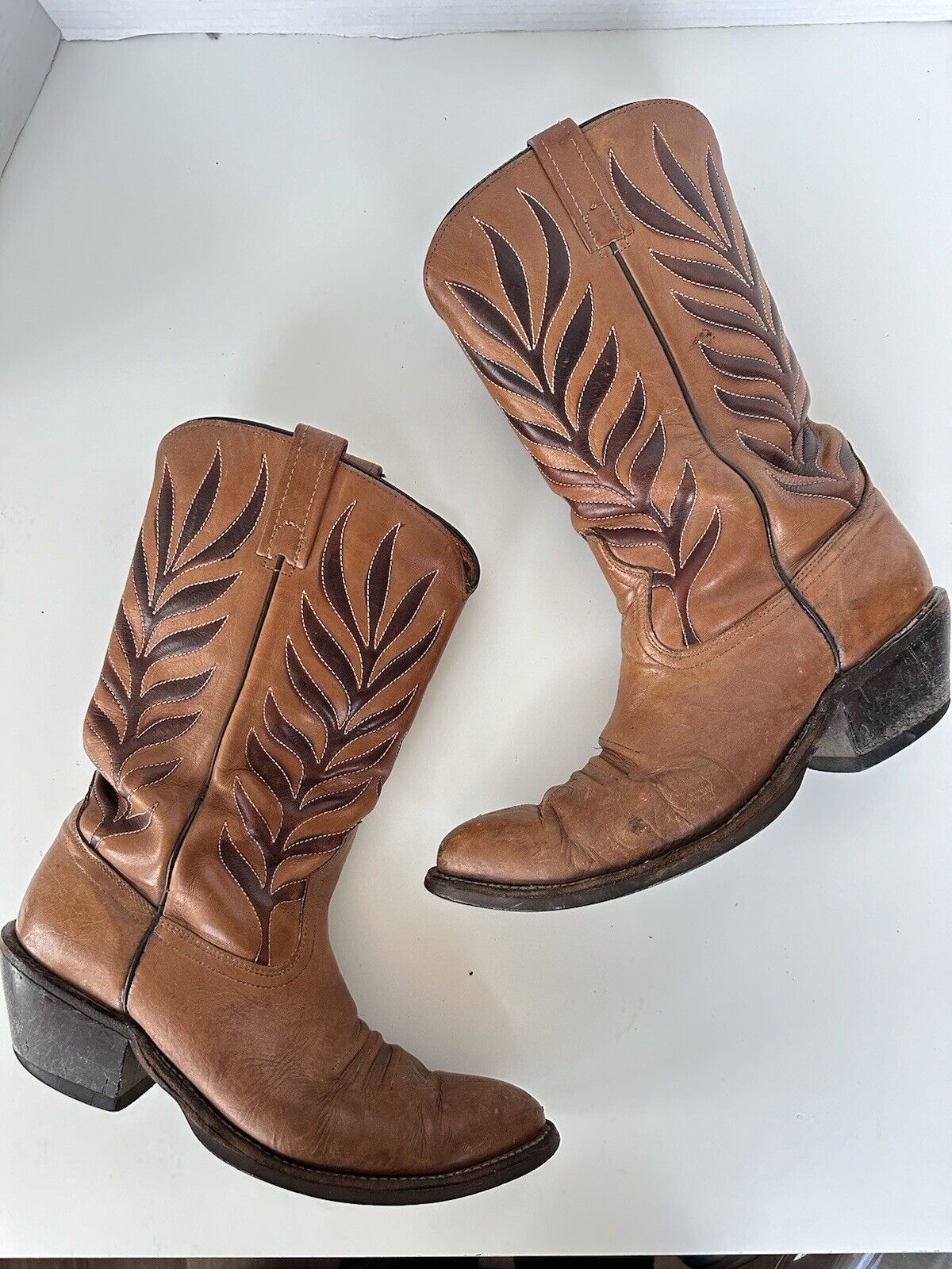 Vintage Acme Leather Tan Men’s Cowboy Western Boots Size 9.5