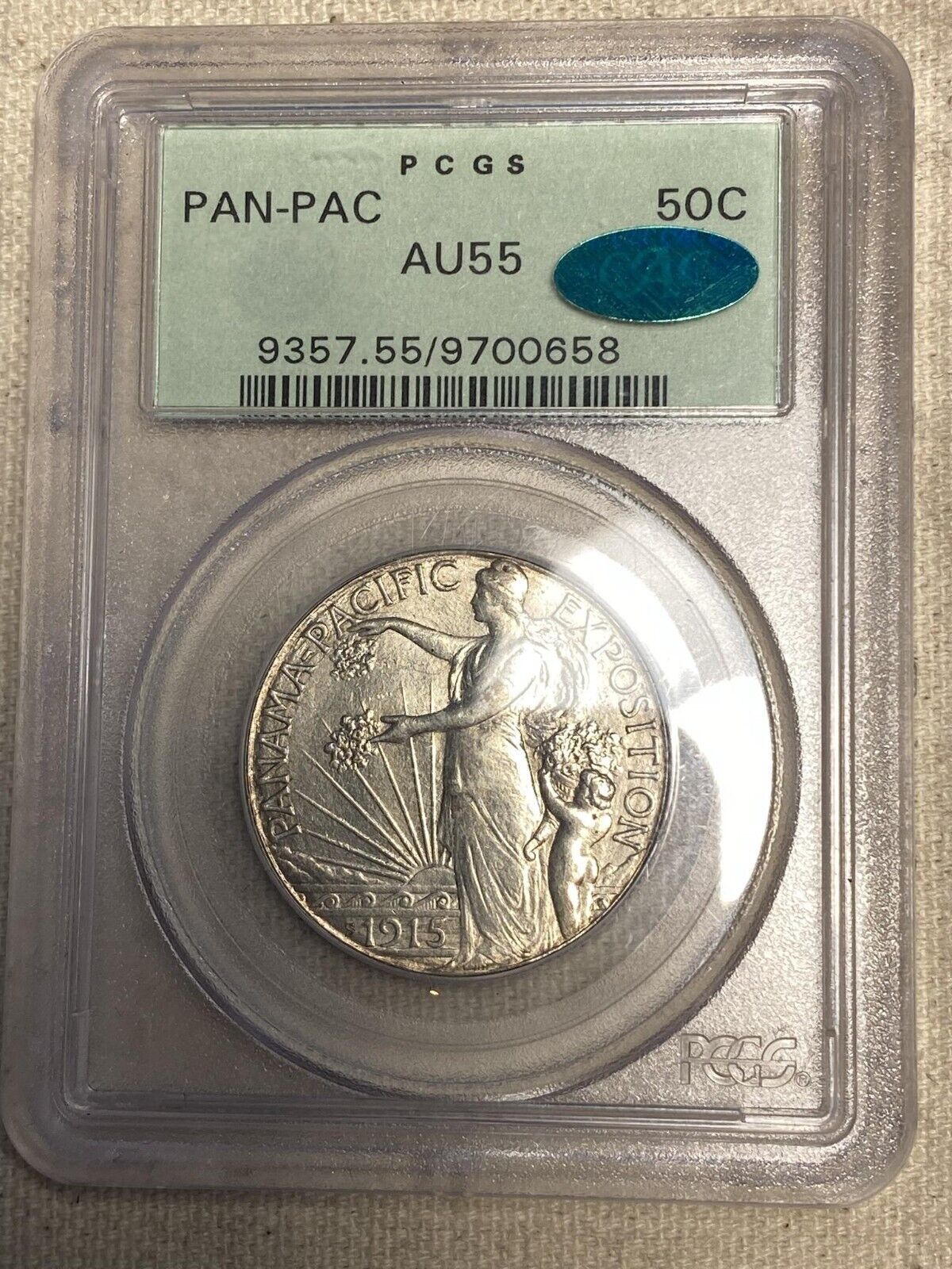 1915-S Panama-Pacific Commemorative Silver Half Dollar AU55 PCGS OGH CAC Luster