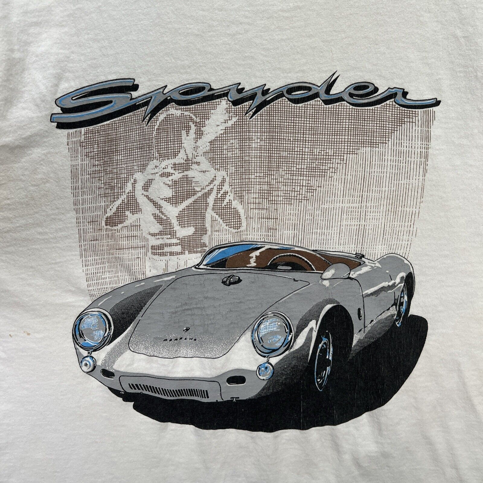 Vintage Porsche Shirt Mens XL White 90s Spyder Model Race Car Racing Sports USA