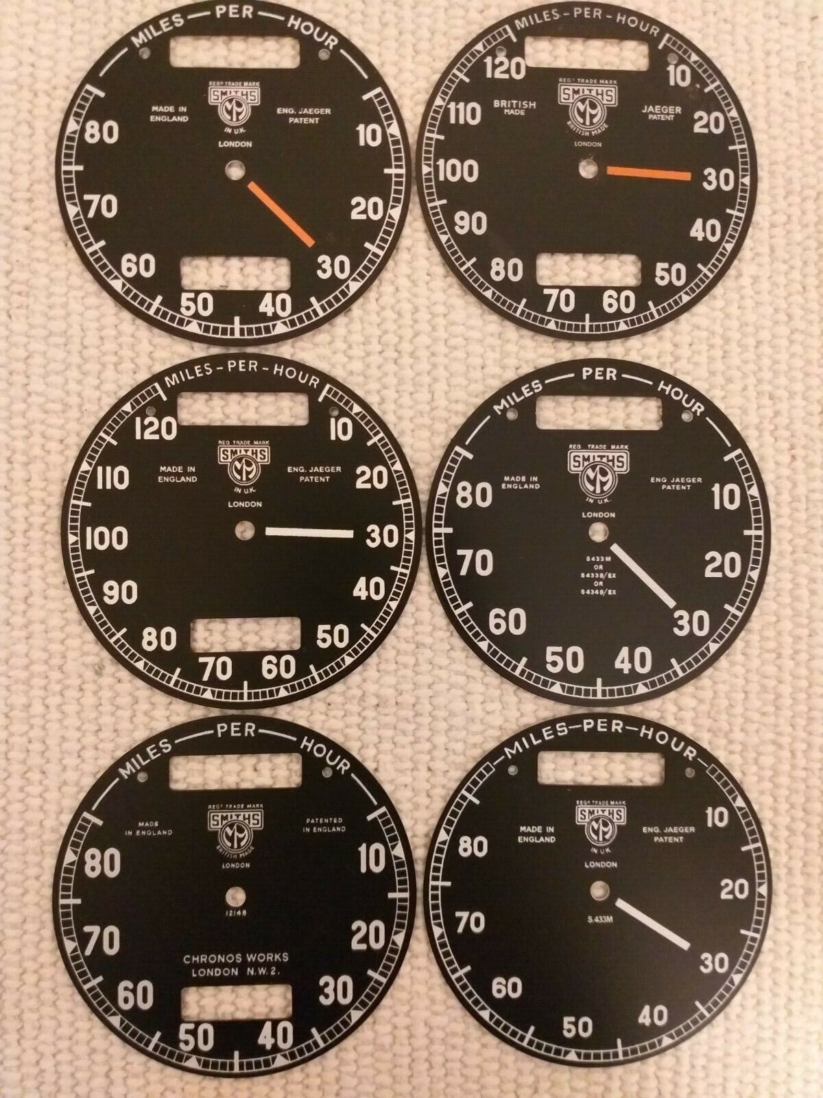 Smiths pre war & war time speedometer face 80/120 miles.