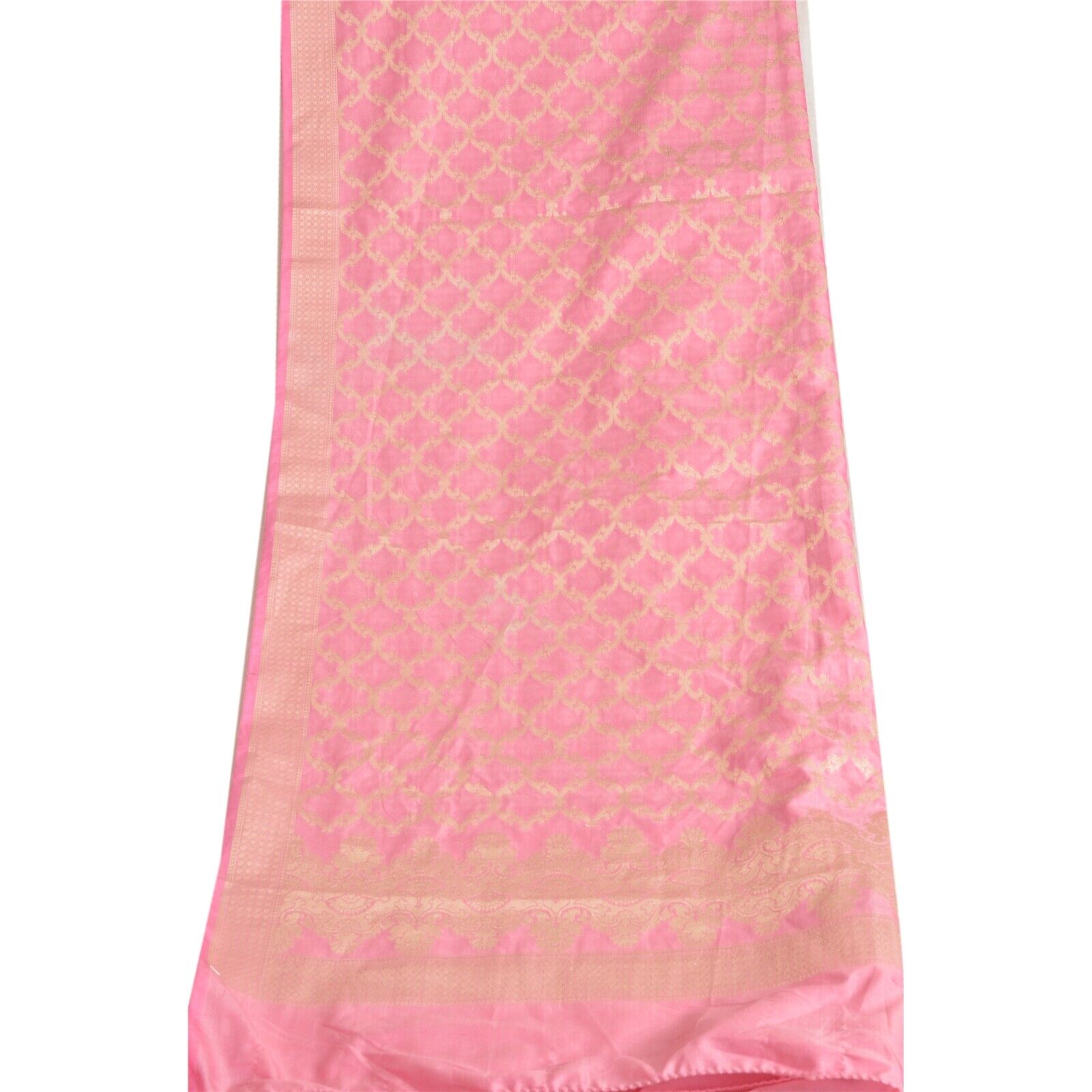 Sanskriti Vintage Pink Long Dupatta Stole Art Silk Hijab Woven Wrap Scarves