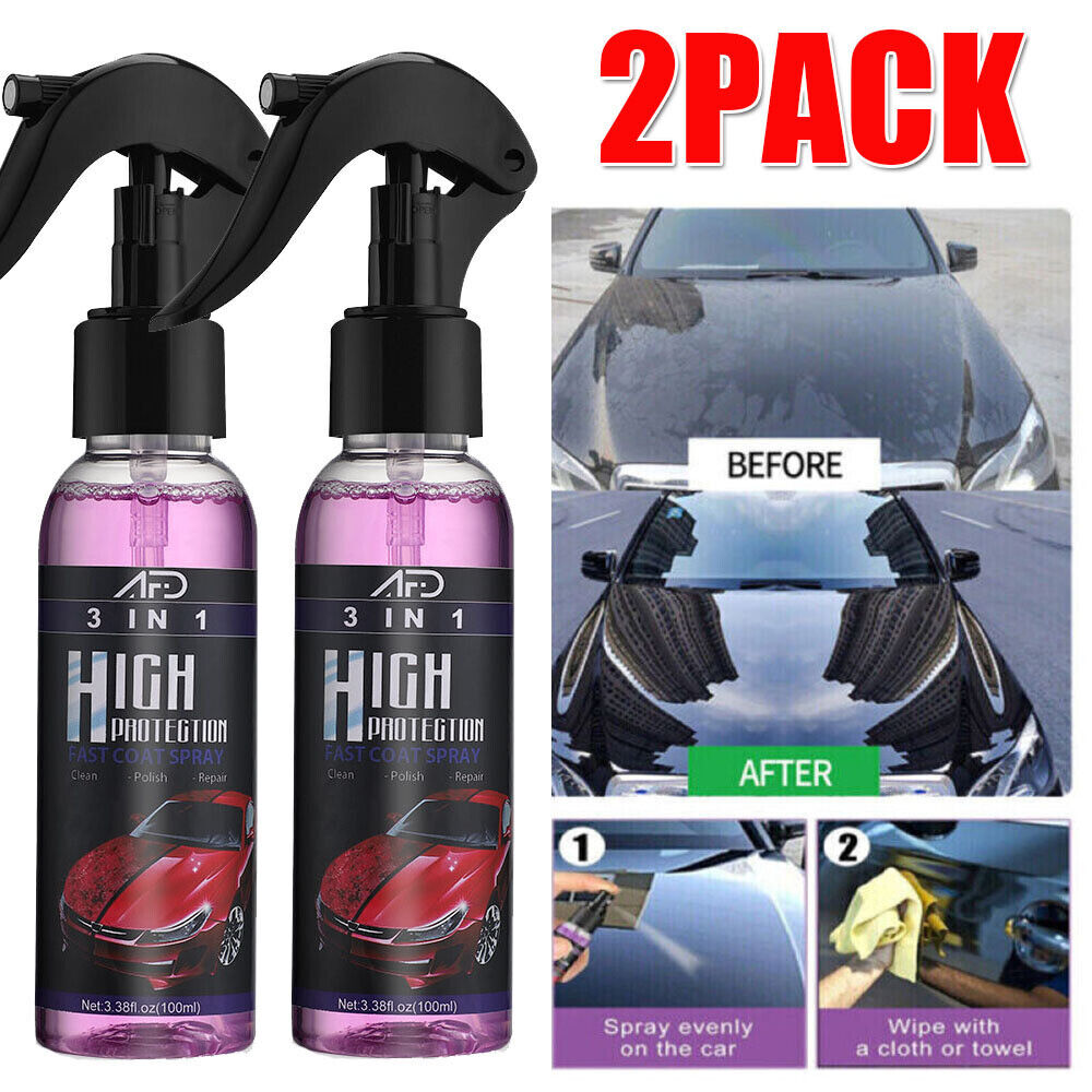 2PCS 3in1 Car Quick Coating Spray Products Cleaning Ceramic High Protection Coat