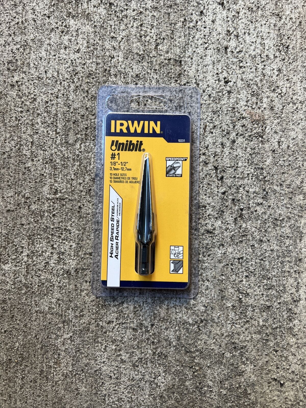 Irwin 10231 Unibit #1 Step Drill 1/8 to 1/2-Inch  13 sizes USA Made