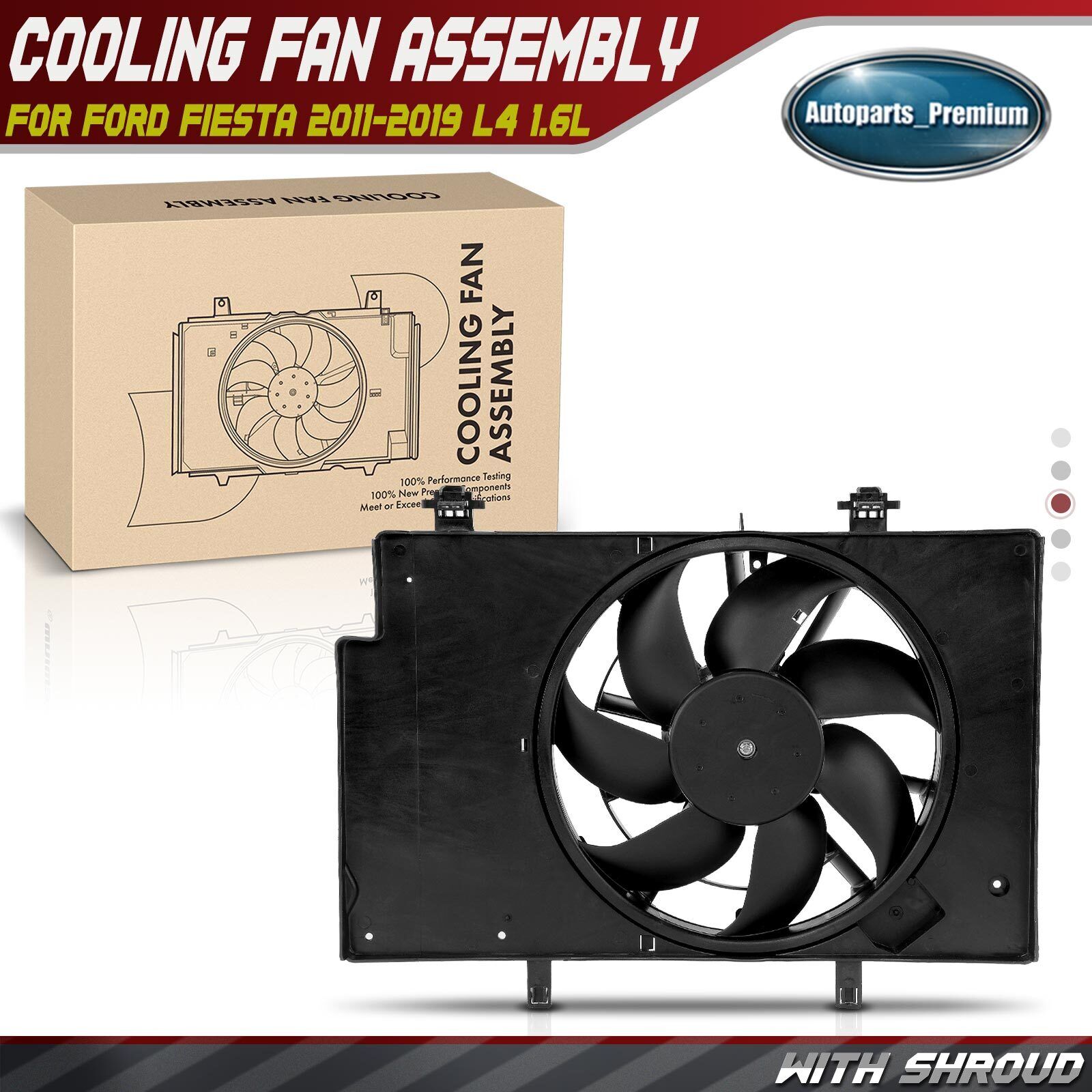 New Radiator Cooling Fan with Shroud Assembly for Ford Fiesta 2011-2019 L4 1.6L