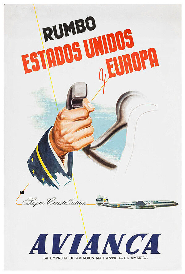 Avianca - Columbian Airline - 1950s - Vintage Airline Travel Poster