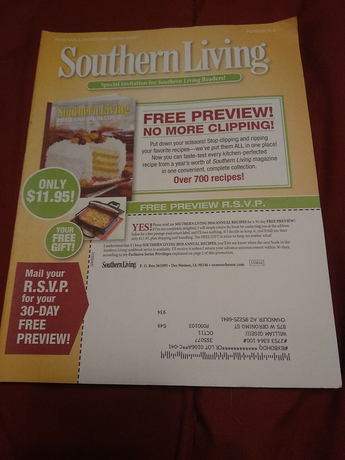 Southern Living Magazine - February 2011 - Easy Chicken Pot Pies, Valentine Gift