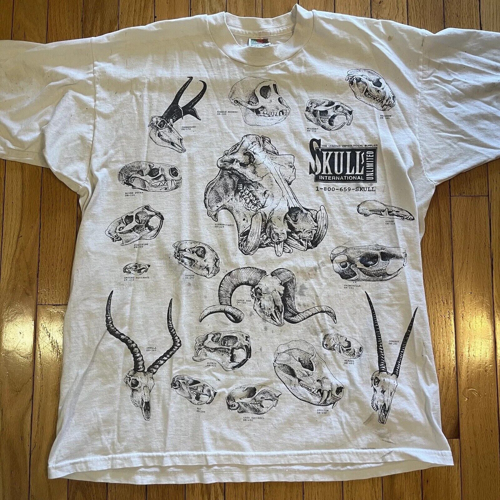 Vintage 90’s Osteology Skull Skulls Bones Shirt T-shirt Tee RARE FOTL Distressed
