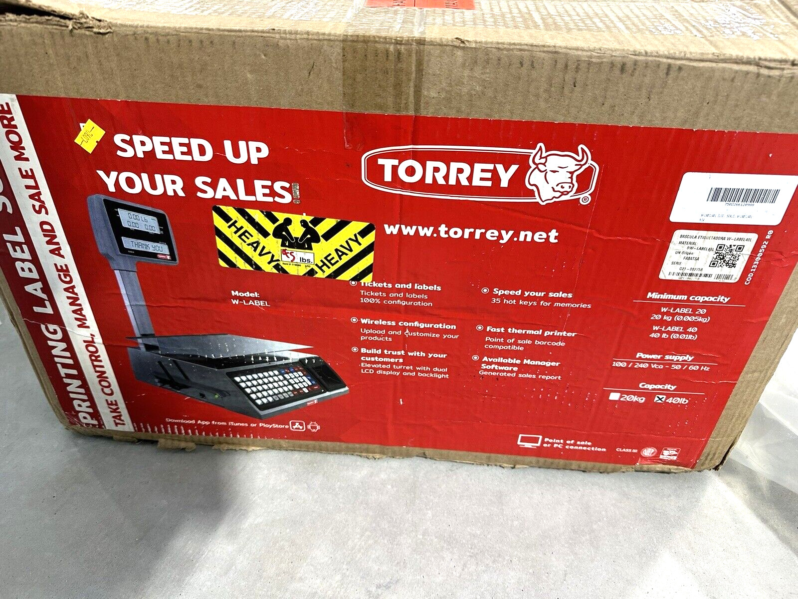 Torrey W-LABEL40L 40 lb. Labeling Computing Scale *NEW*