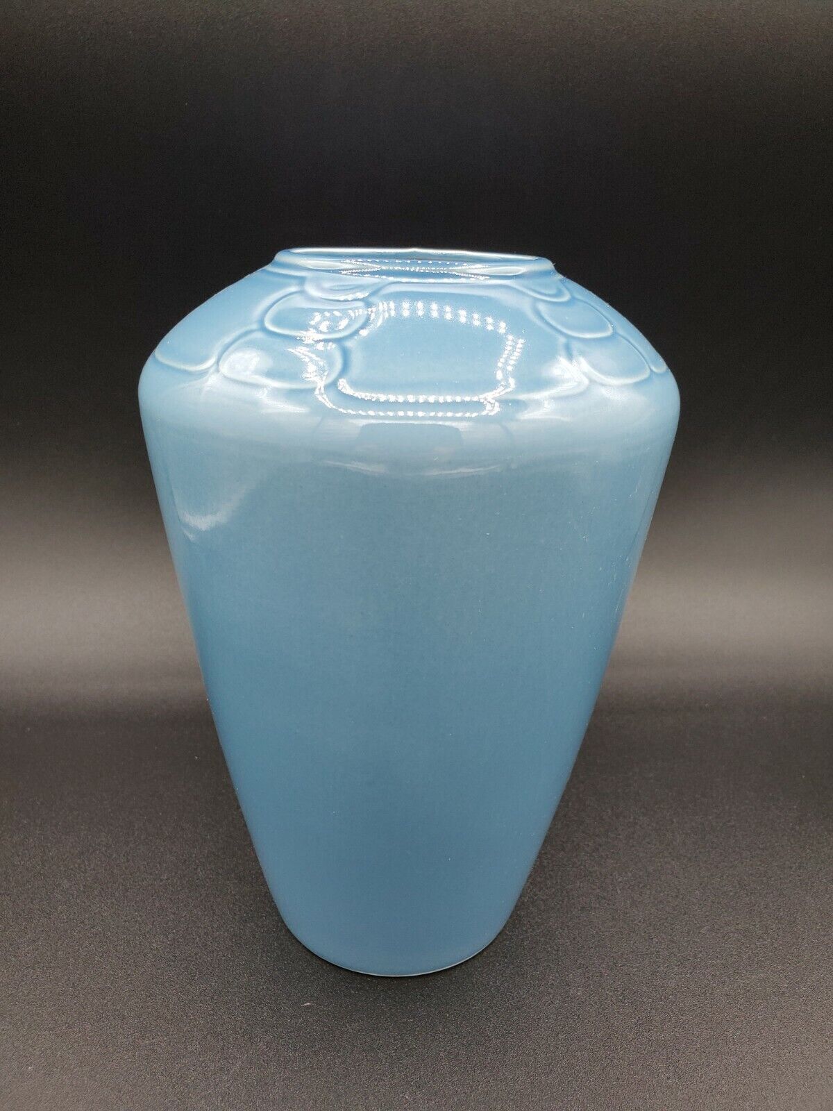 Vintage MCM Arita Sculptura Blue Vase Japan Porcelain 8\