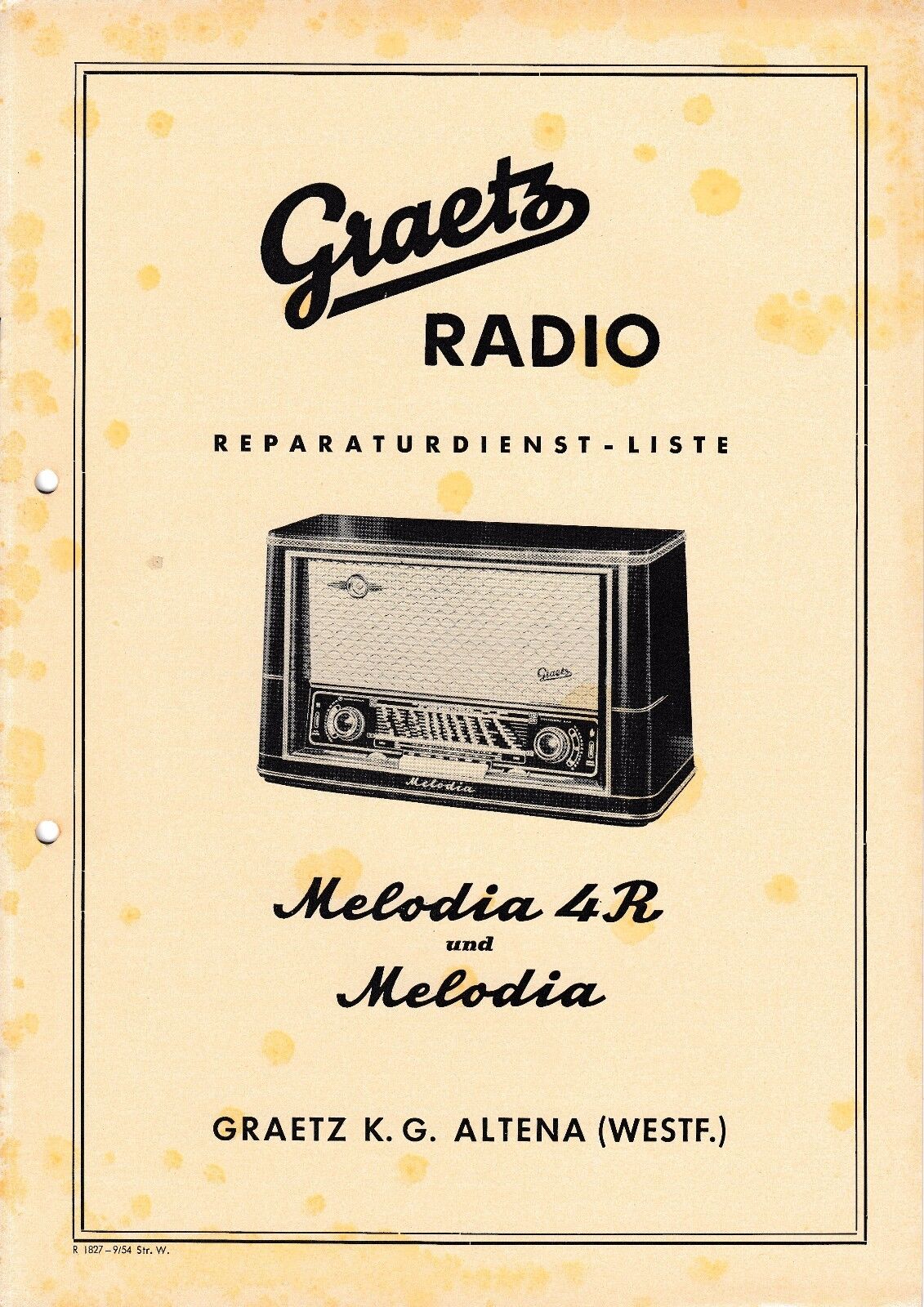 Service Manual Instructions for Graetz Melodia 4 R, Melodia