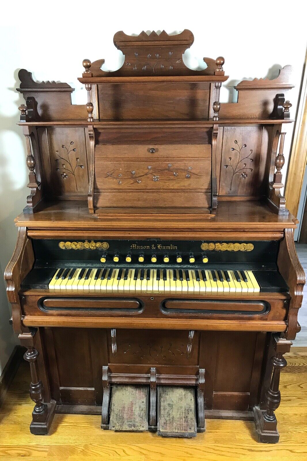 Antique Walnut Pump Organ Mason and Hamlin