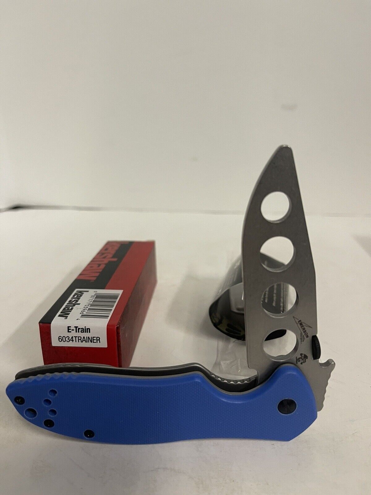 Kershaw Emerson E-Train Framelock Blade Blue Handle Folding Knife 6034TRAINER
