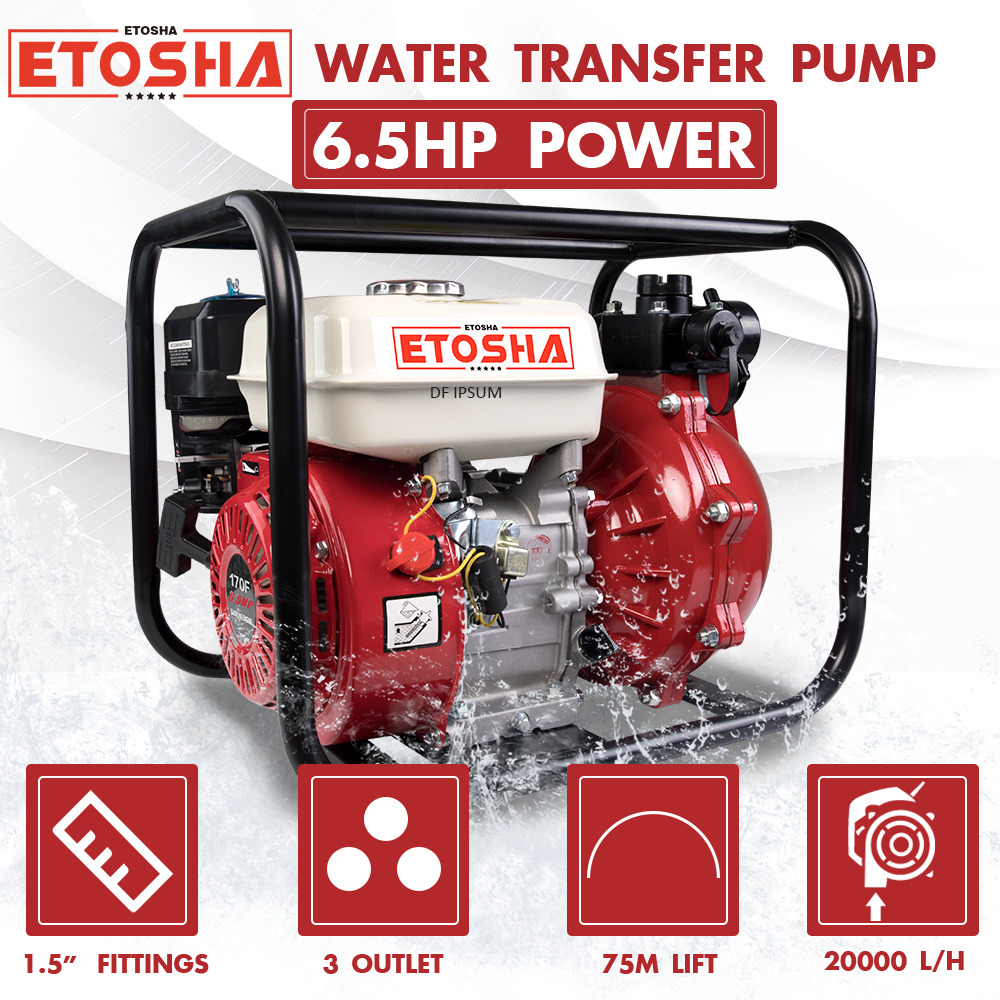 ETOSHA Gas Water Pump 6.5HP Transfer 1.5\'\' Irrigation Fire Fighting Hi-Flow