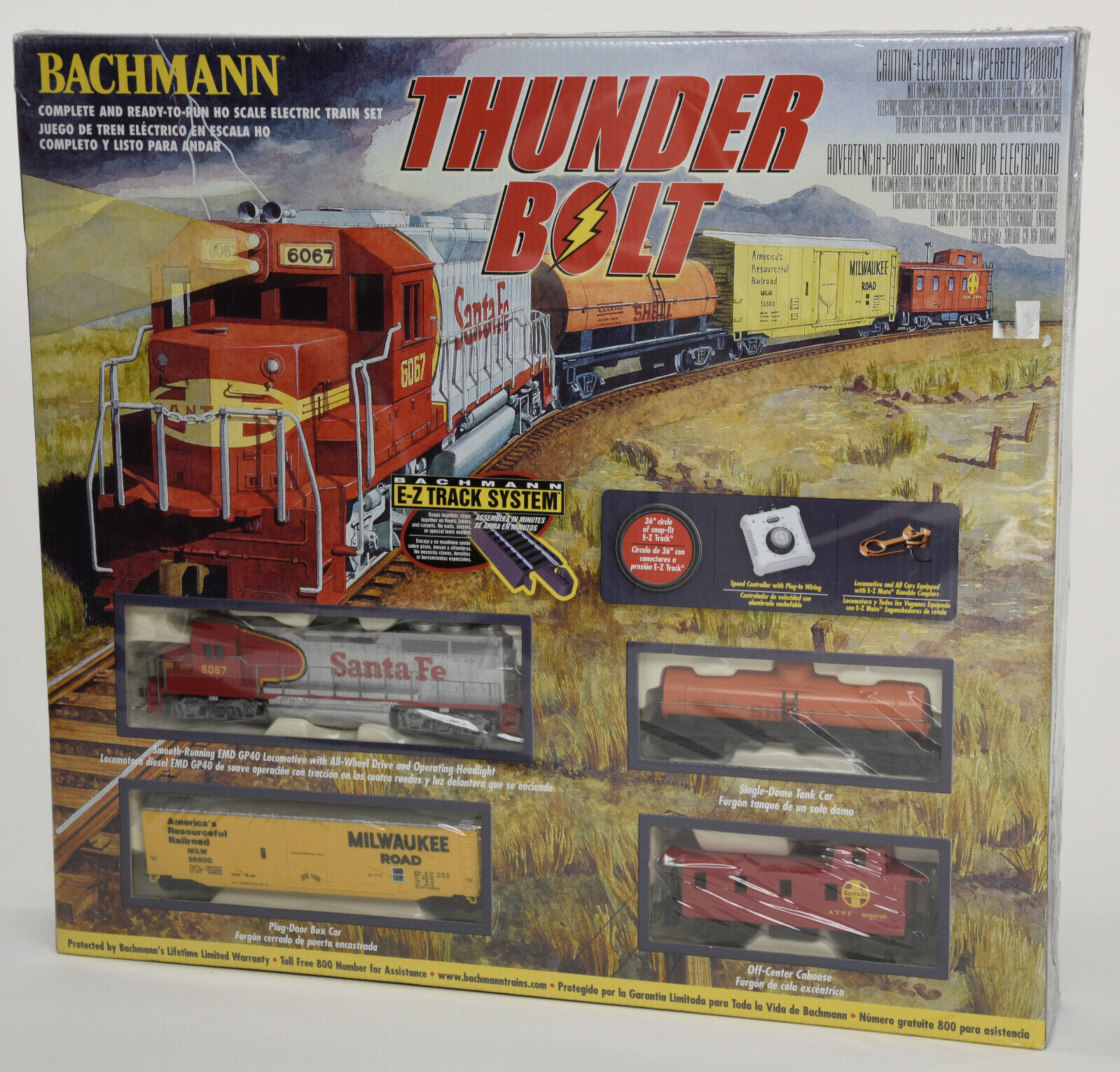 Bachman HO Scale Electric Train Set Santa Fe Thunderbolt w/ E-Z Track System NEW