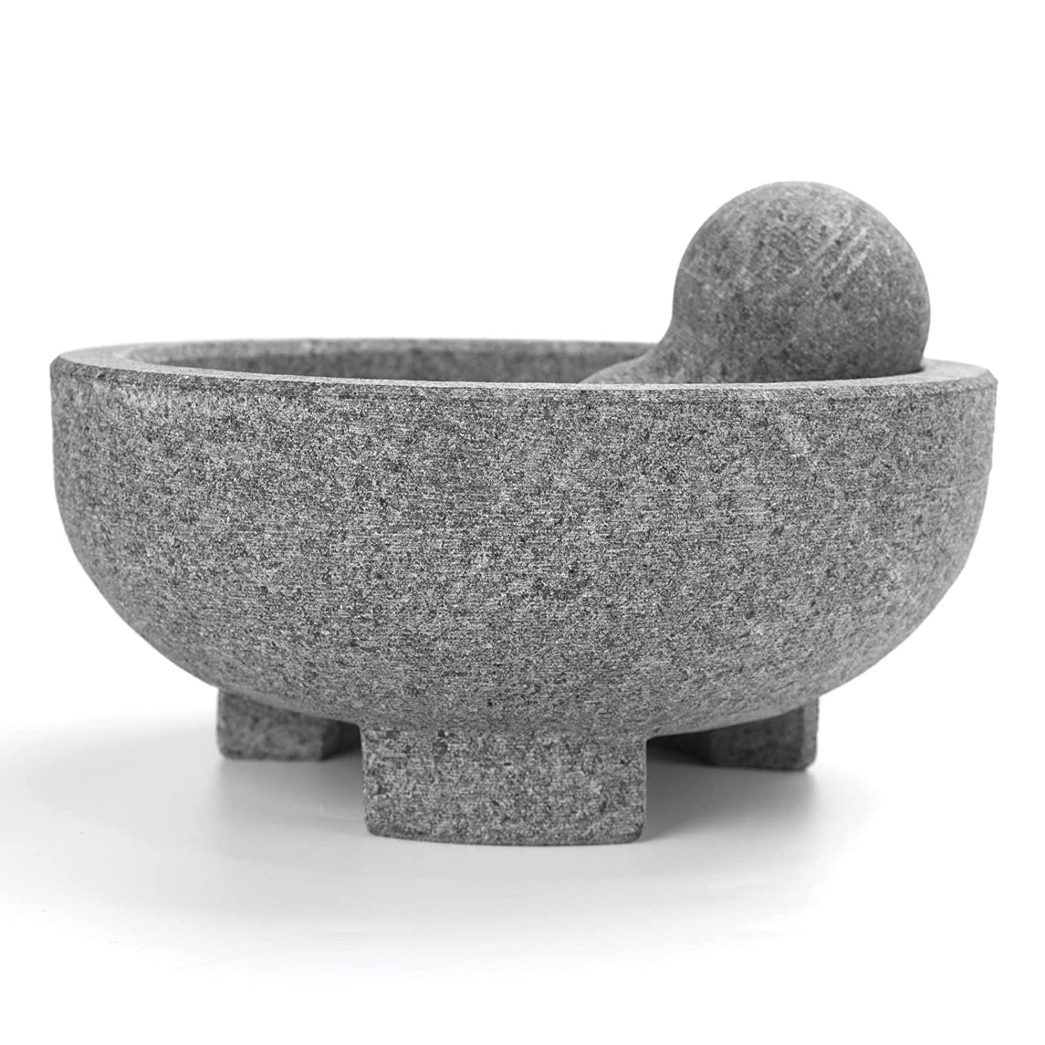 Mortar and Pestle Set, 8 Inch 4 Cups Large Capacity Unpolished Granite Molcajete