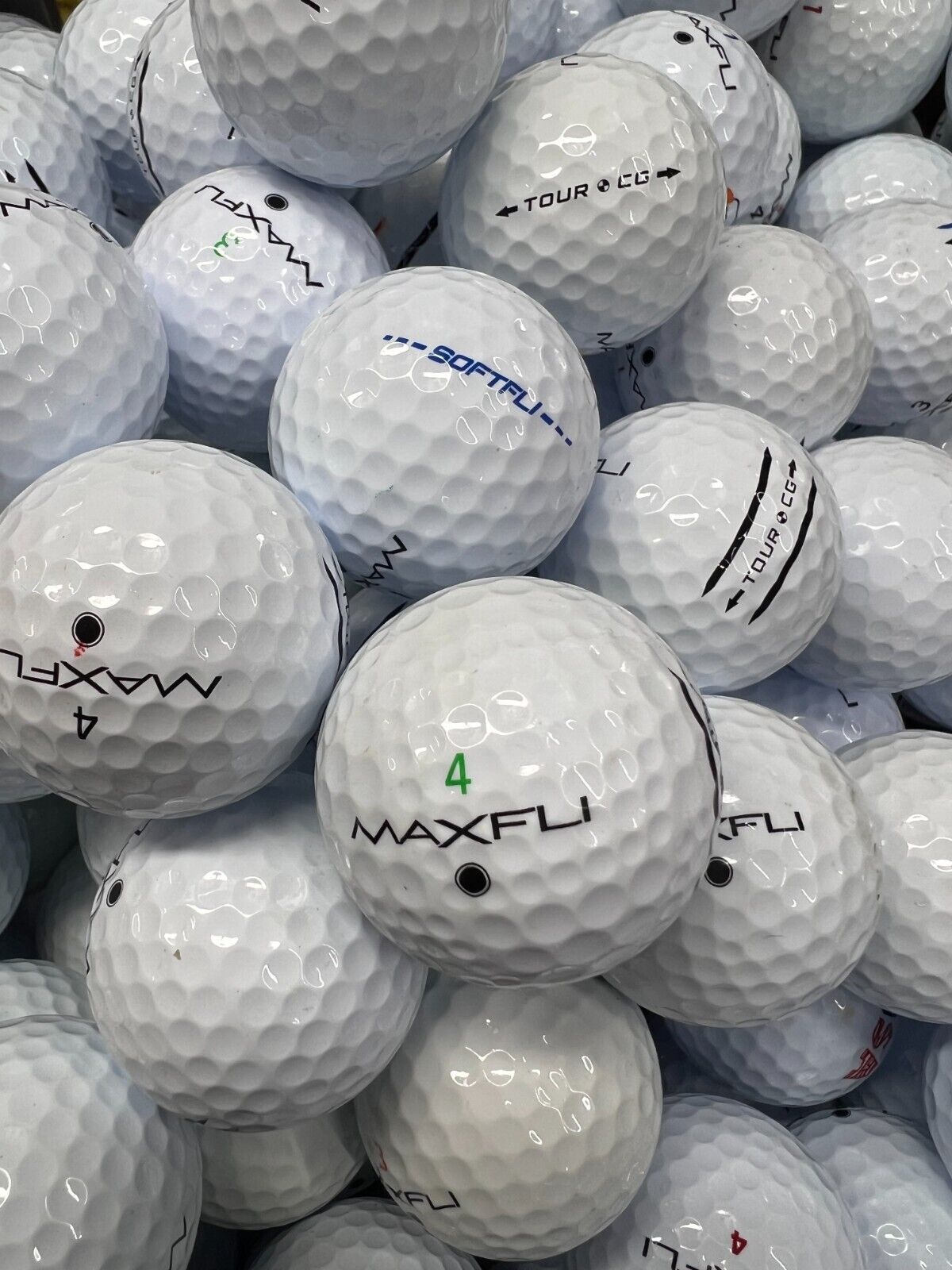 100 Assorted White Max Fli Near Mint AAAA Used Golf Balls