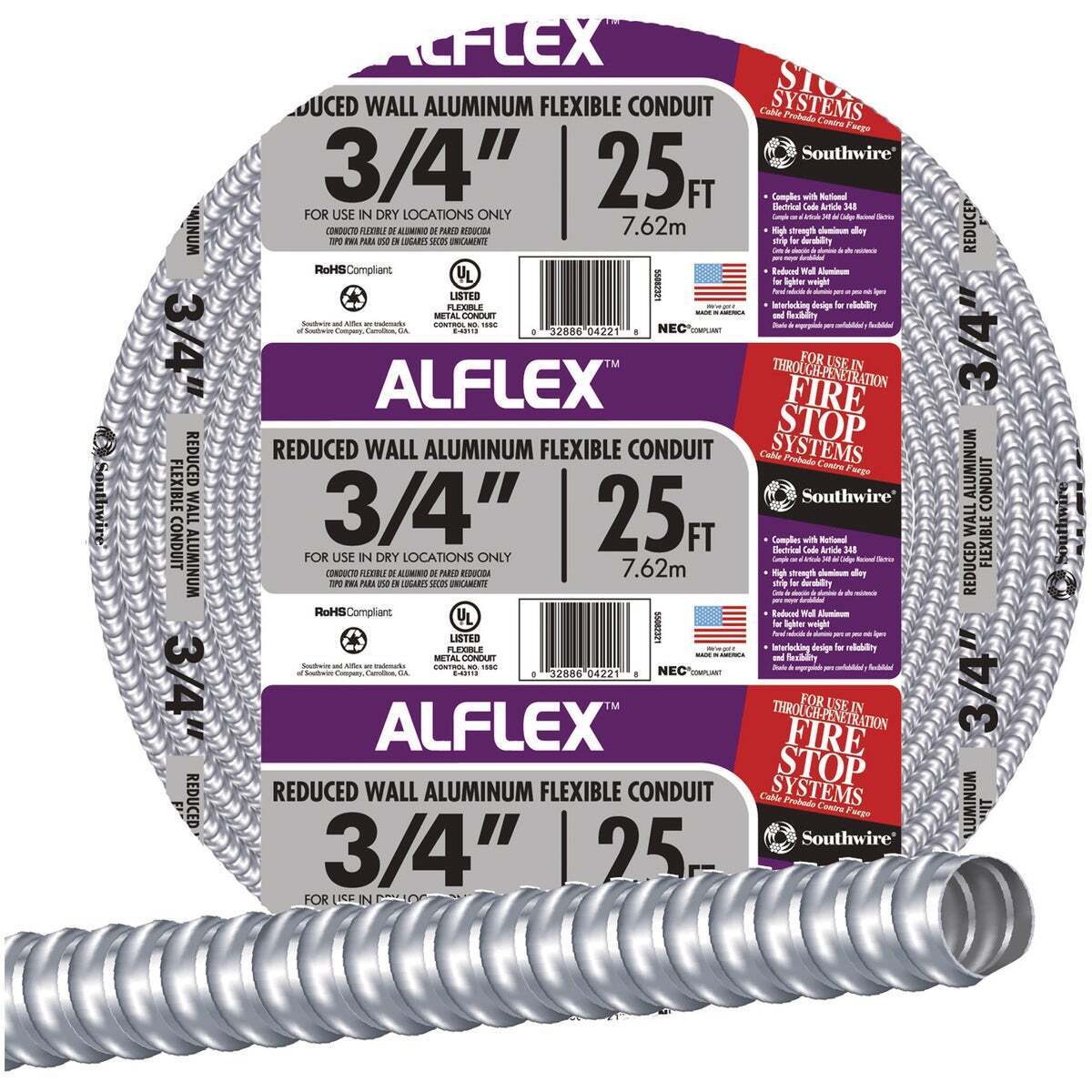 Southwire 3/4 In. x 25 Ft. Aluminum Flexible Flexible Metal Conduit 55082321