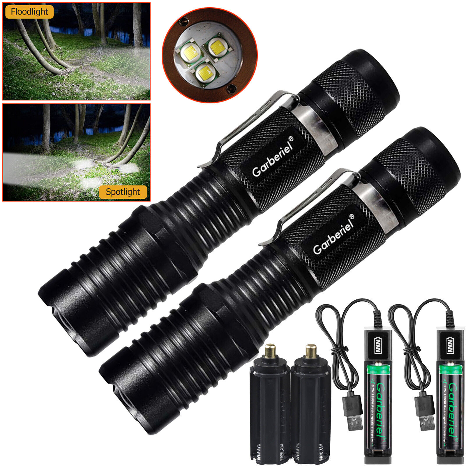 Super Bright Tactical LED Flashlight Zoom 3-T6 Police Torch 5 Modes Lamp Camping
