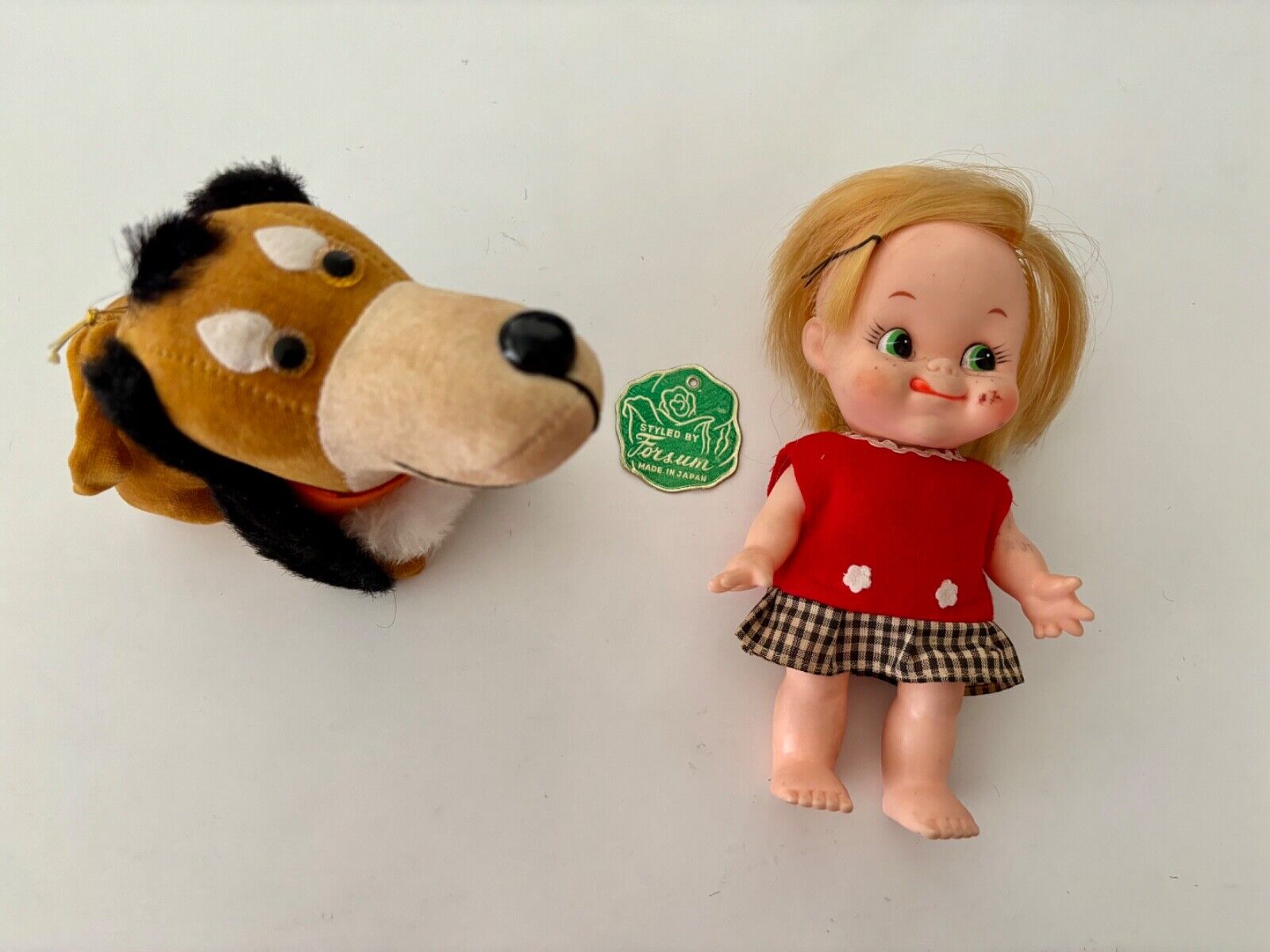 Forsum Vintage Doll and Pup-In Very Good Vintage Condition with No Rips or Tears