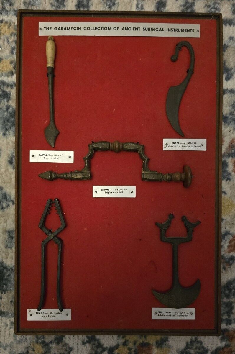 Great Mid Century Schering Garamycin Collection Ancient Surgical Replica Tools