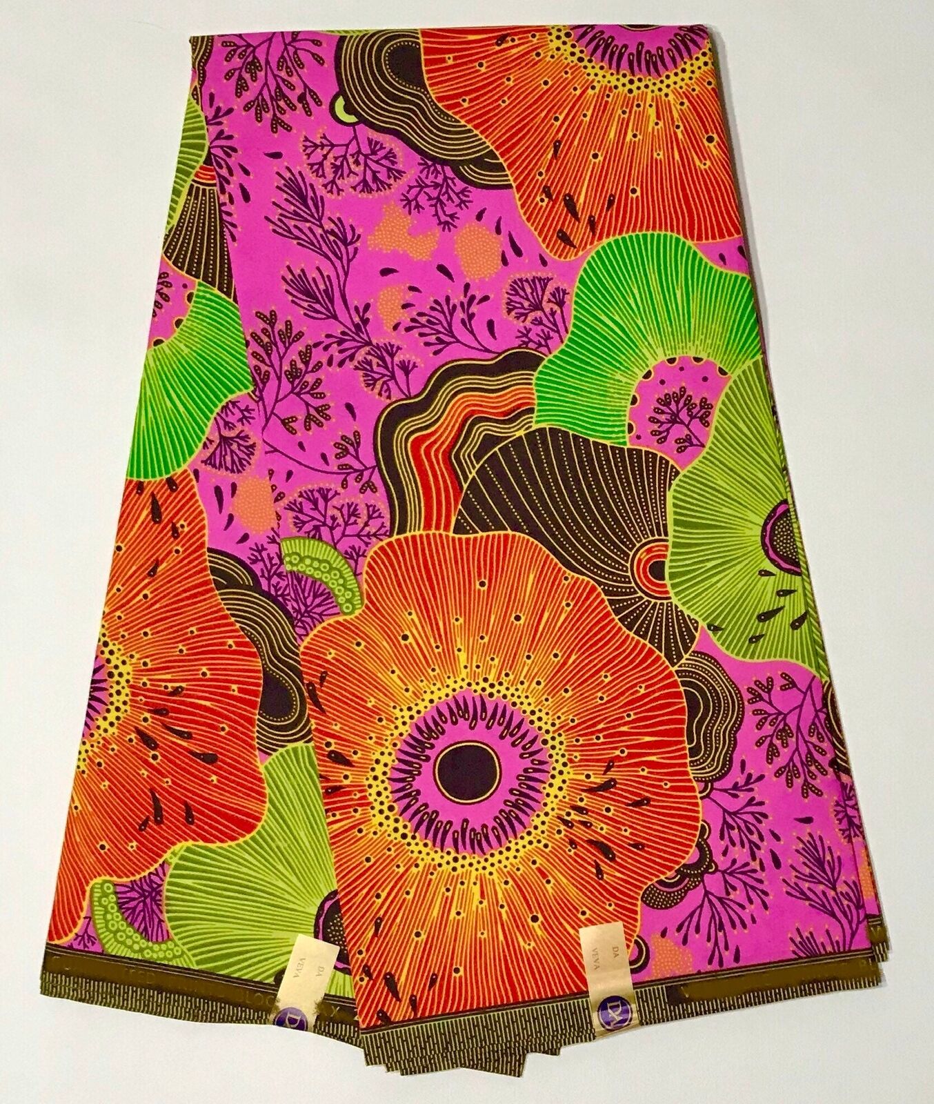 African Fabric/ Ankara - Pink, Red, Yellow \'Floral Fiyah,’ YARD or WHOLESALE