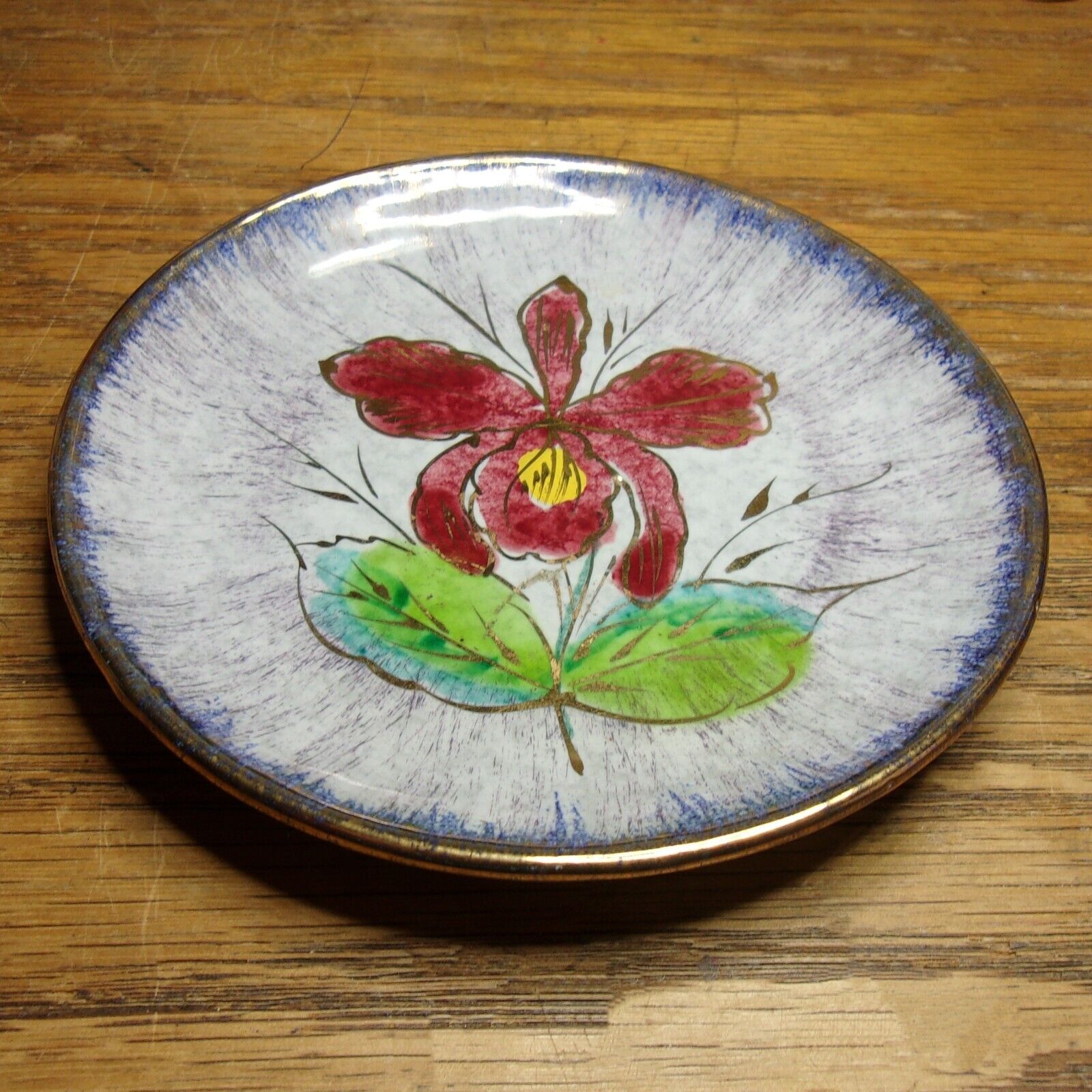 VINTAGE Italian Hand Painted Porcelain Plate with Floral Design Made in Italy