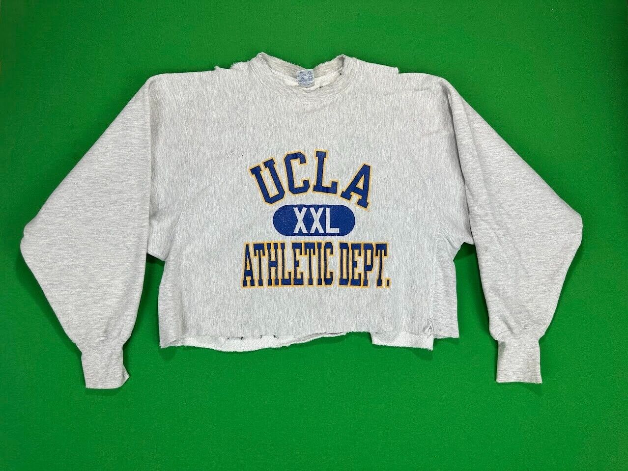 VTG Champion Reverse Weave Cropped Thrashed UCLA Sweatshirt Men\'s 2XL Oversized