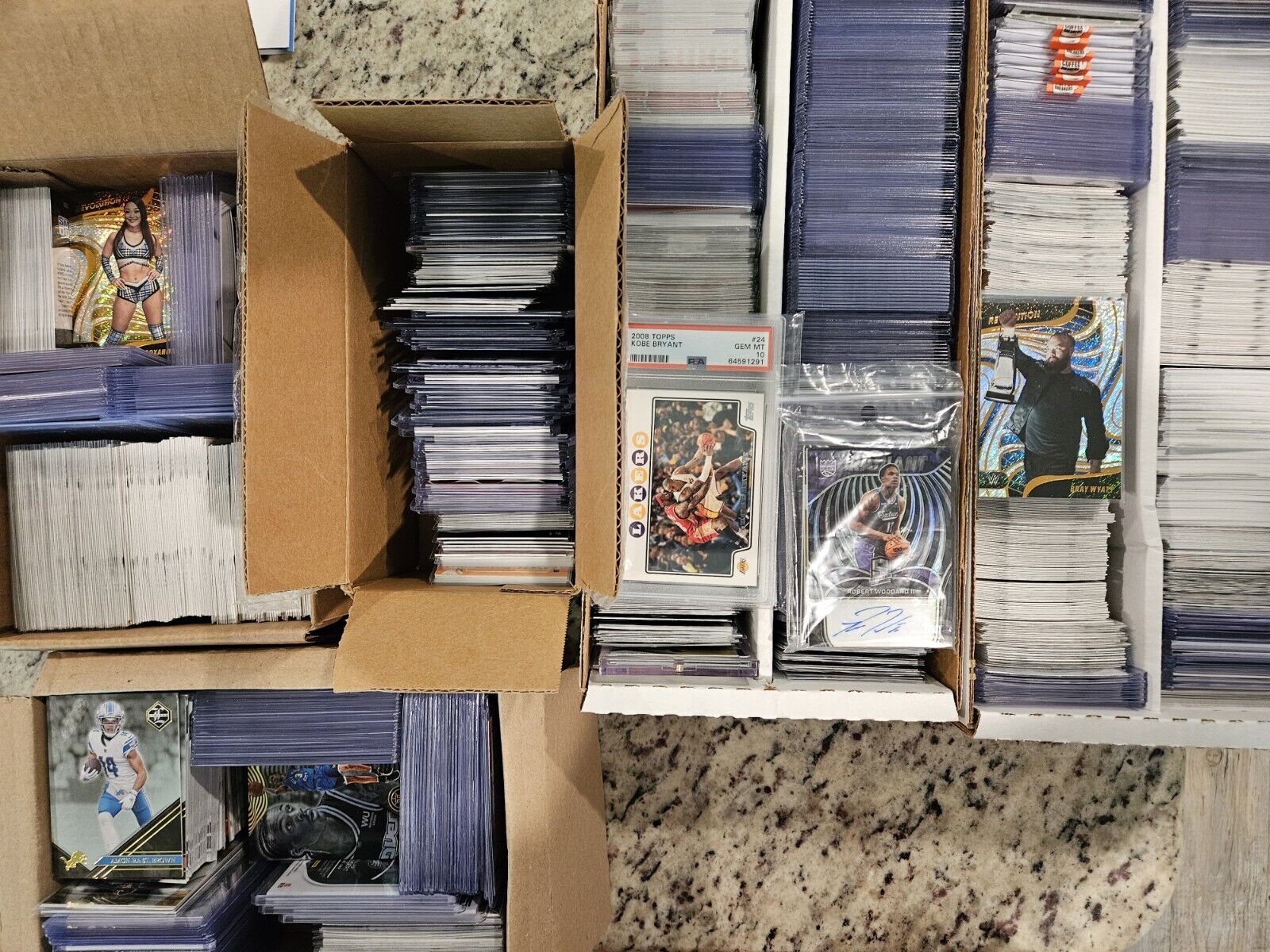 Big Lot of various Sports Cards WWE, College, NFL, NBA, MLB 