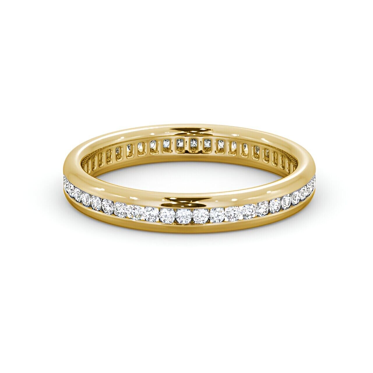 0.80 TCW Full Eternity Lab Grown Round Diamond Ring 18K Yellow Gold