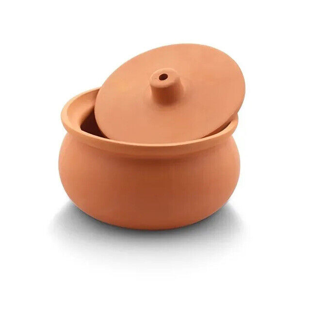 Small Clay Cooking Pot, Earthen Casserole Pot, Unglazed Terra Cotta Pot, 8 Inch