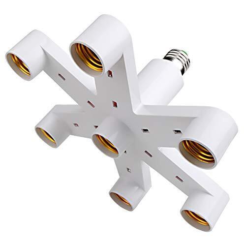 Toplimit 7 Light Socket Splitter,Multi Light Bulb Adapter, Fireproof Adapter Con