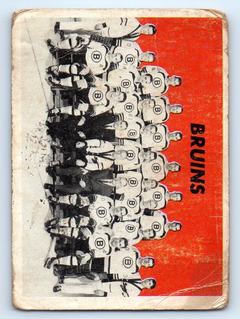 1965-66 Topps #128 Team Card Creases Marks Boston Bruins