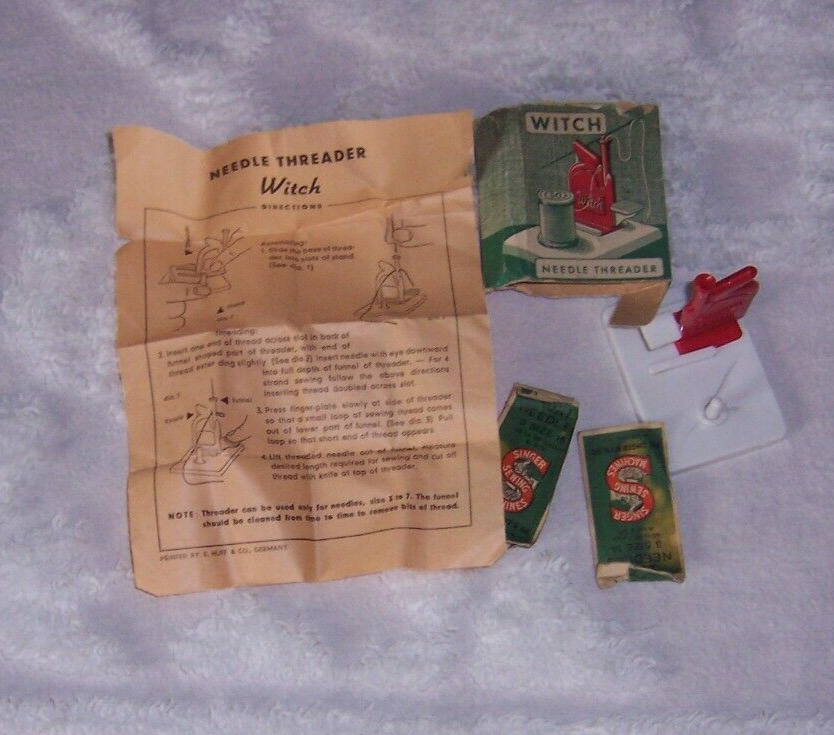Vintage Hexe Automatic Needle Threader with Box, Needles and Instructions