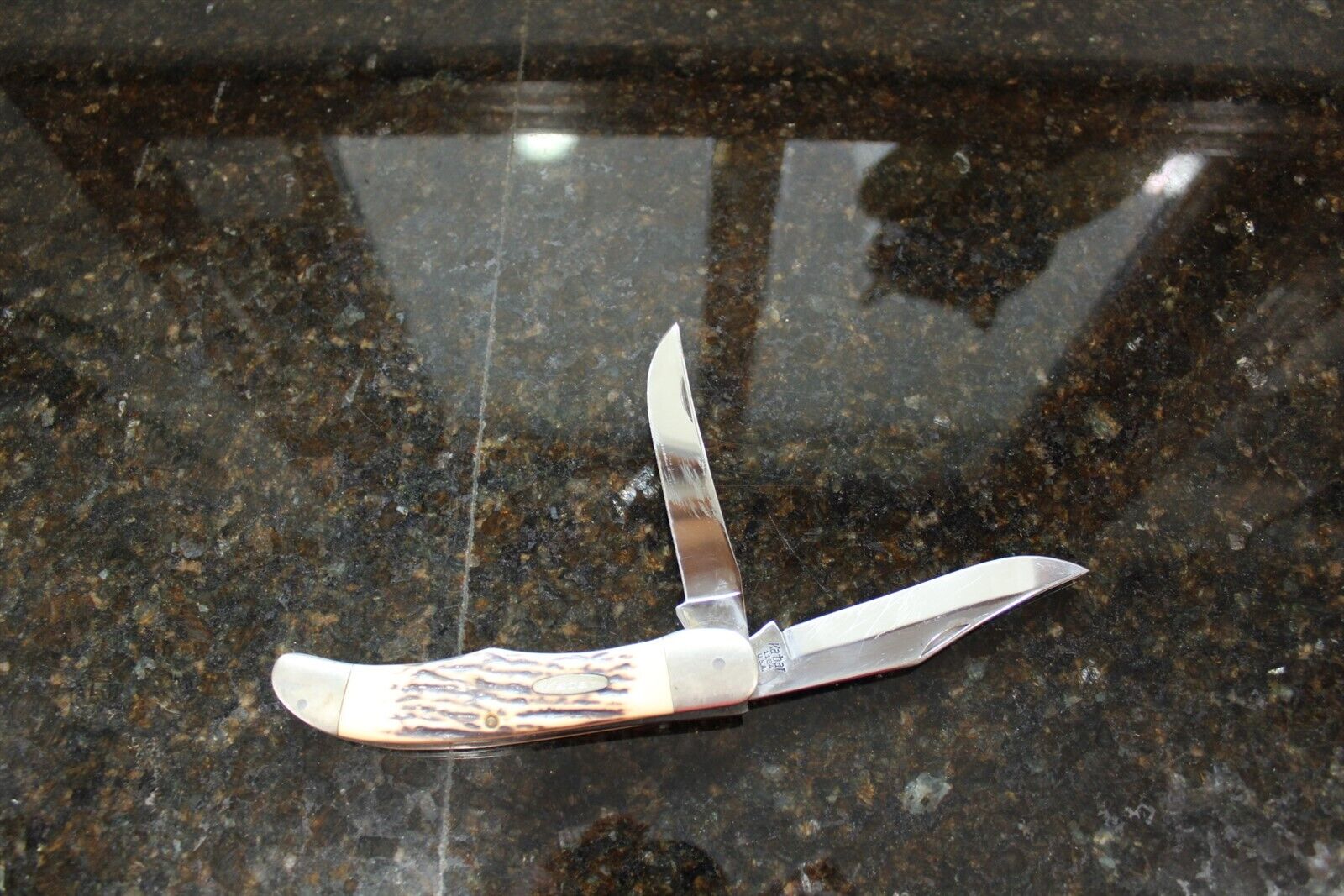 Vintage Kabar Folding Pocketknife 2 Blade Stag Handle USA #1184 