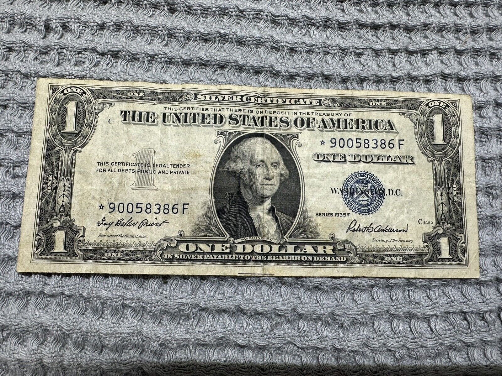 Series 1935F $1 One Dollar Silver Certificate Blue Seal - Star Note