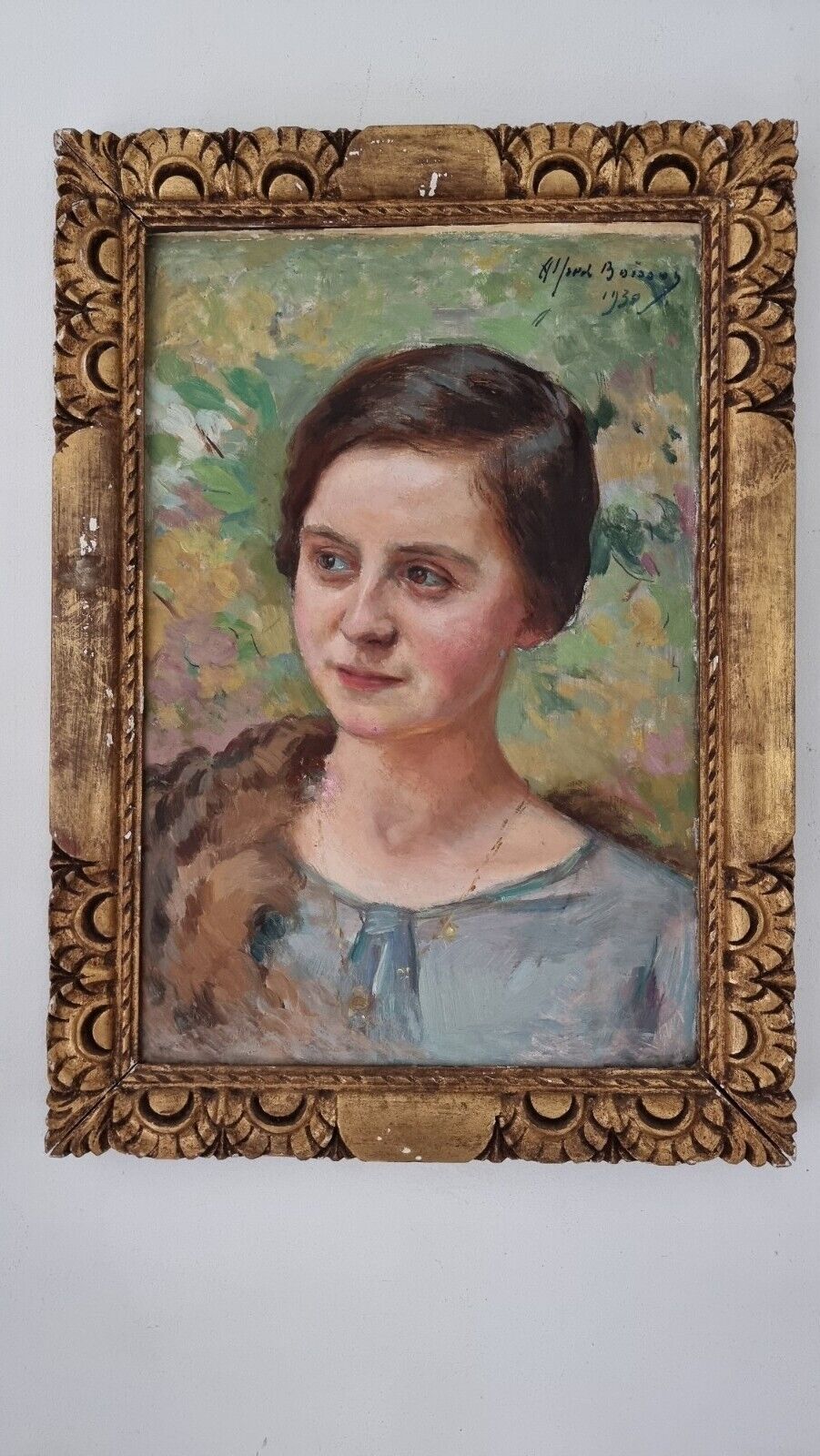 Antique Painting Woman Portrait Painting Antique Woman 1939 Alfred Drink