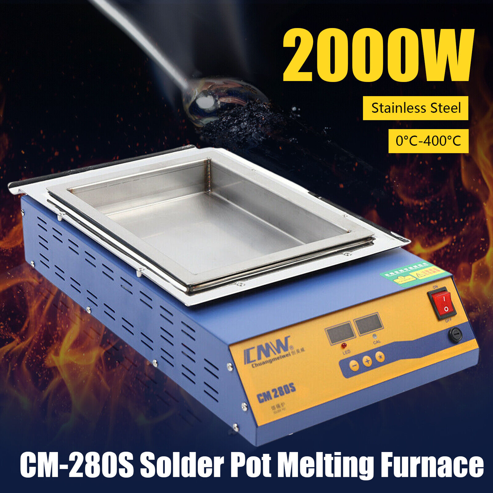 Digital 2KW 21.2kg Tin FurnaceTemperature Control Lead-Free Titanium Solder Pot 