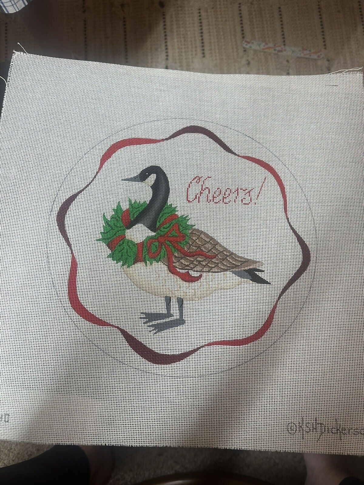 Kate Dickerson Handpainted Canada Goose Needlepoint Canvas