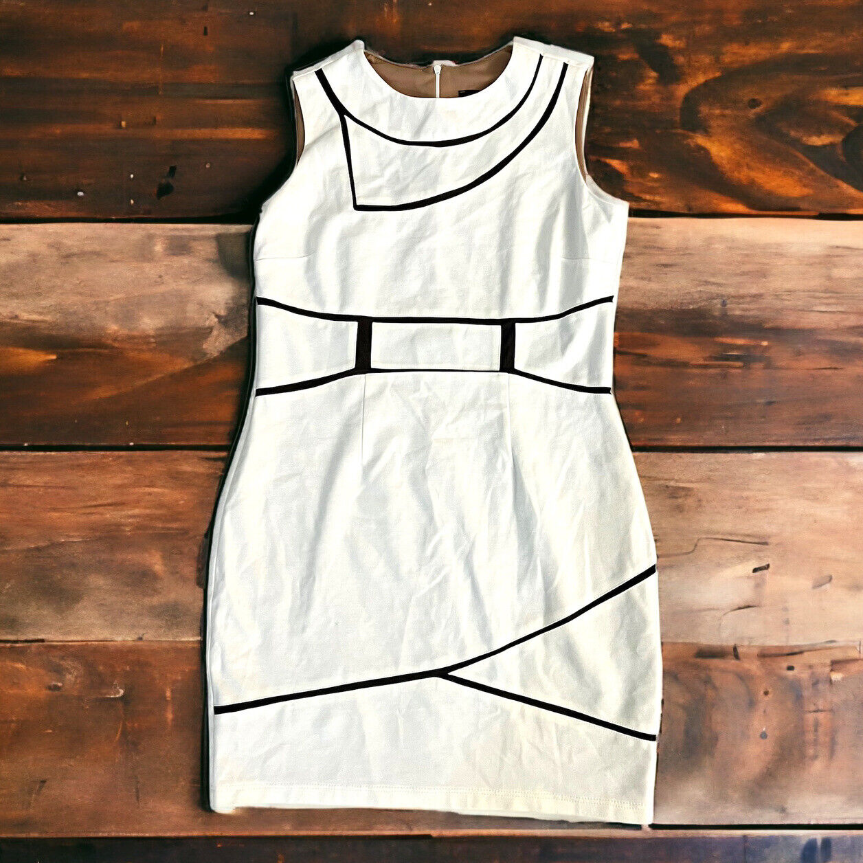 Frank Lyman Mesh Cut Out Dress Size 12 White Black