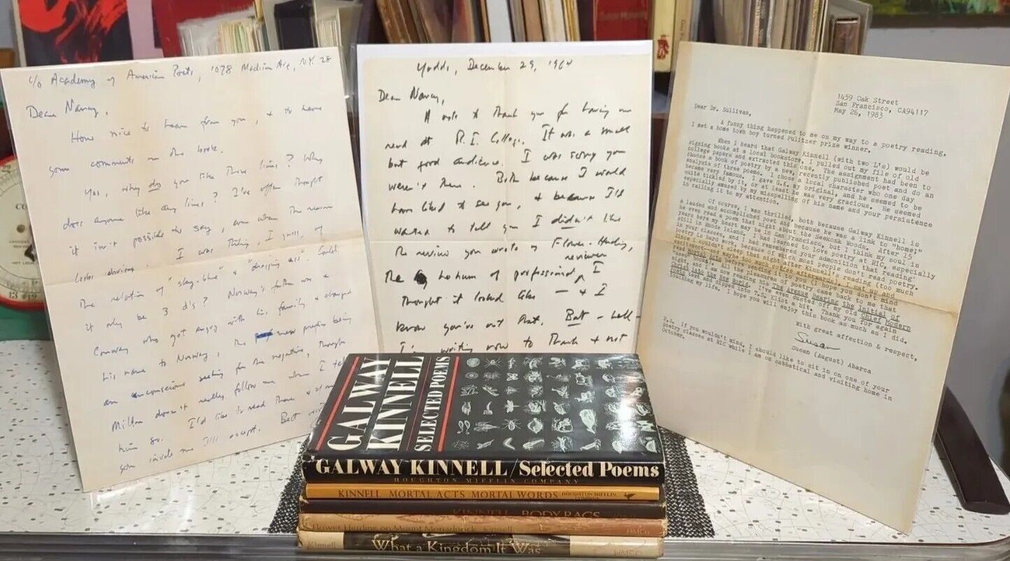 Galway Kinnell Signed Book Lot & ALS Correspondence w/Poet Nancy Sullivan #Yaddo