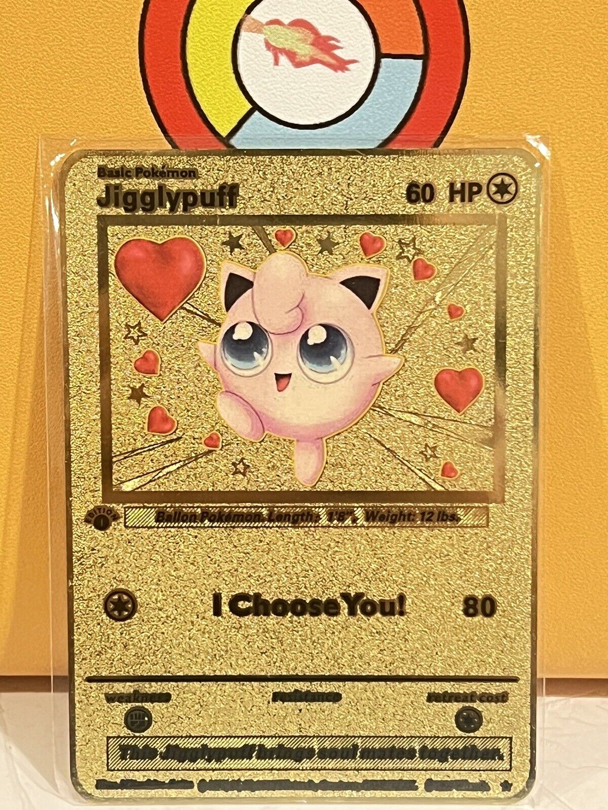 Jigglypuff I choose You Love Gold Metal Pokémon Card- Collectible/Gift/Display