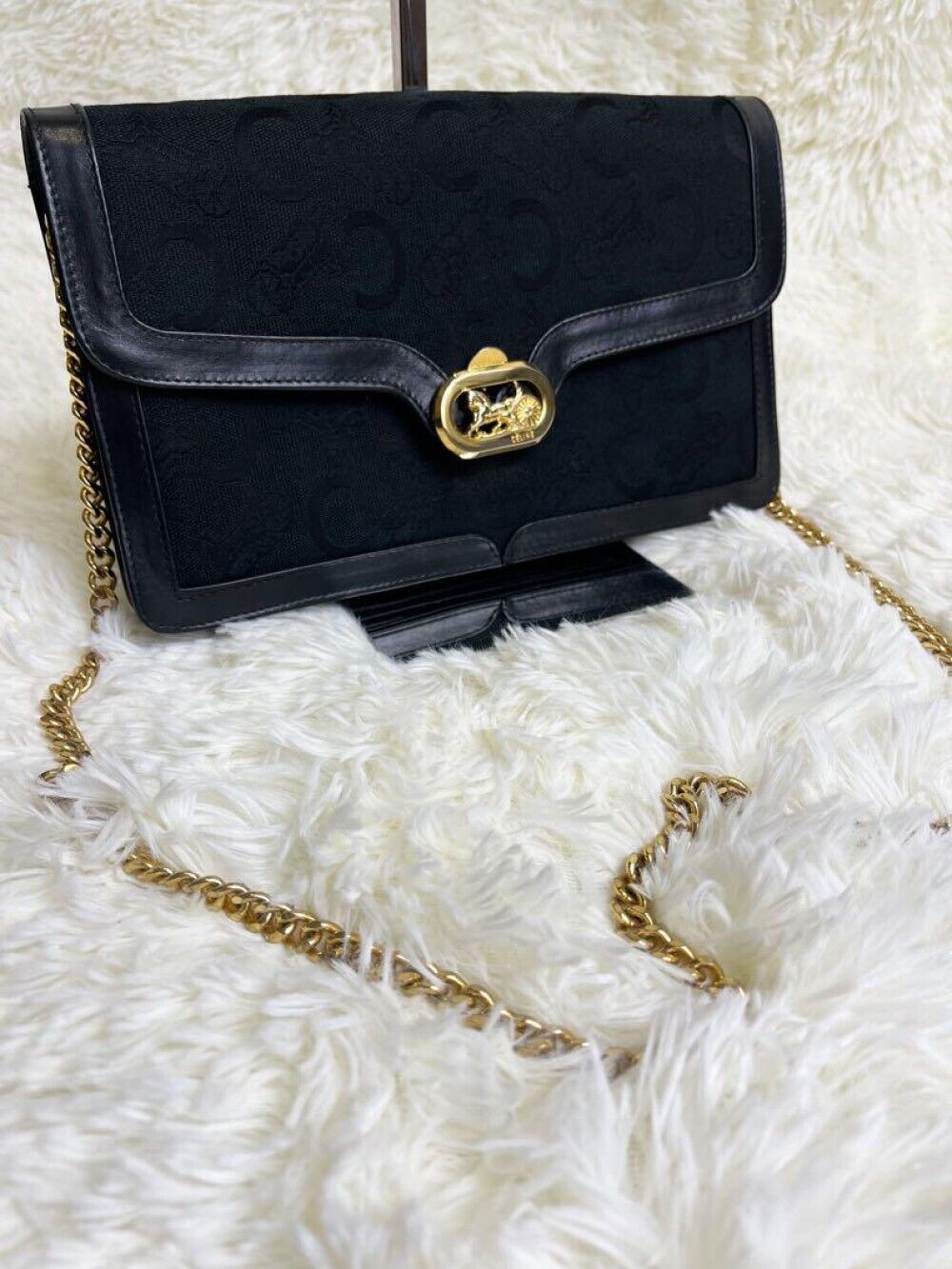 Celine Shoulder Bag Vintage Carriage Hardware Macadam Gold Hardware Authentic