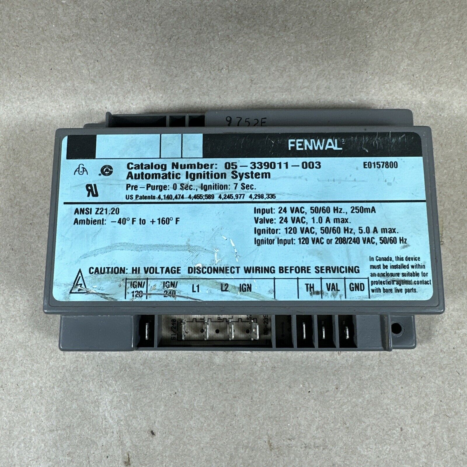 FENWAL 05-339011-003 Automatic Ignition Control Module used (H75)
