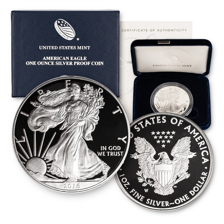 2016-W American Silver Eagle Proof Coin 1 oz 999 Fine Coin w/ Box & COA
