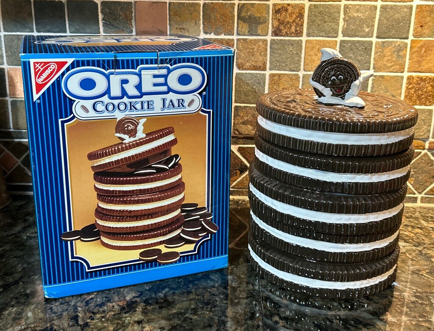 Nabisco Classics Collection Stacked Oreo Cookie Jar w/ Lid Original Box